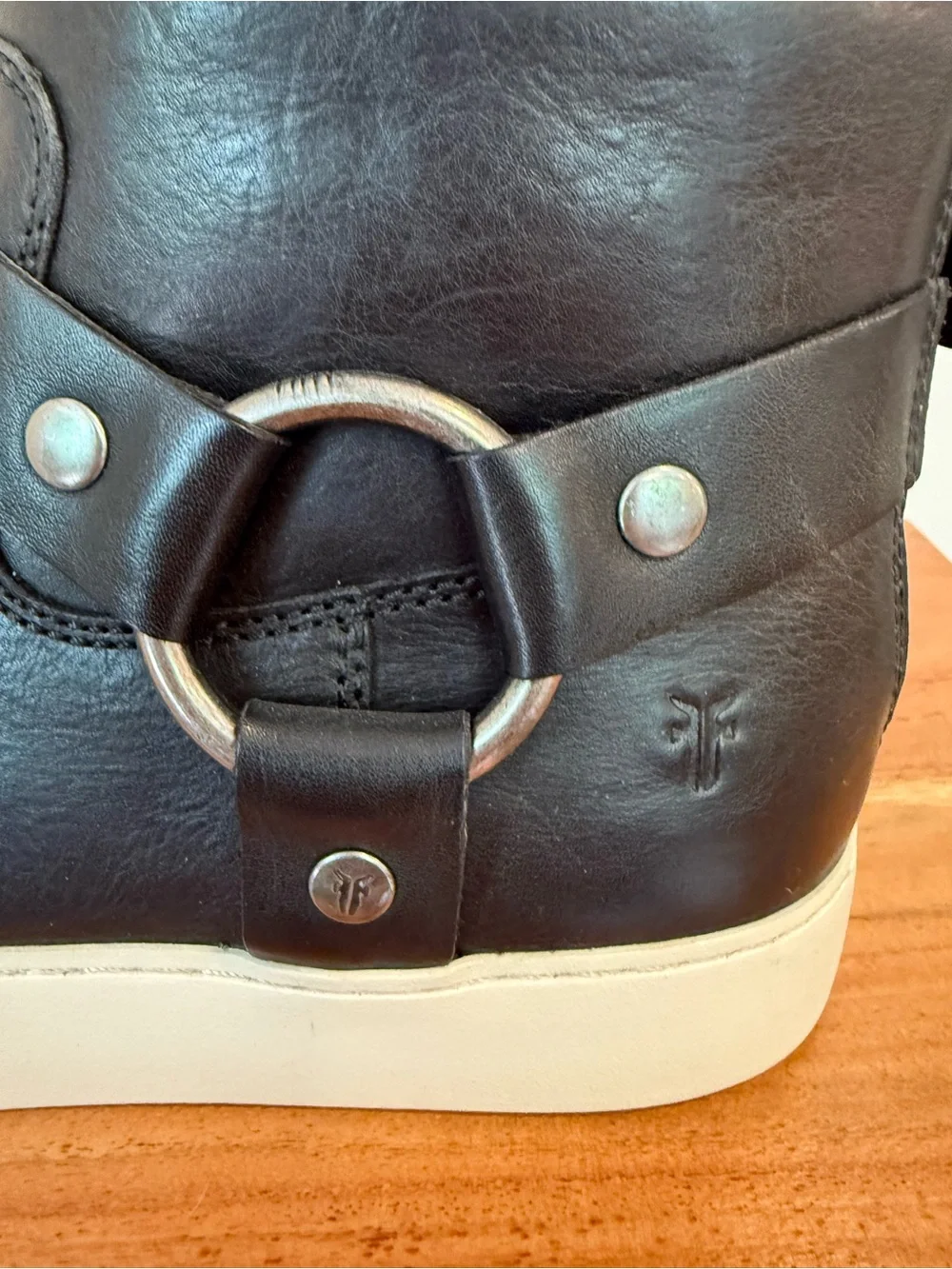 Frye Lena Harness Bootie Black Leather Platform Sneaker 8.5 NWOB